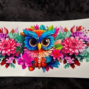 Set of 4 Uvdtf transfer stickers.       Vibrant animal and Floral